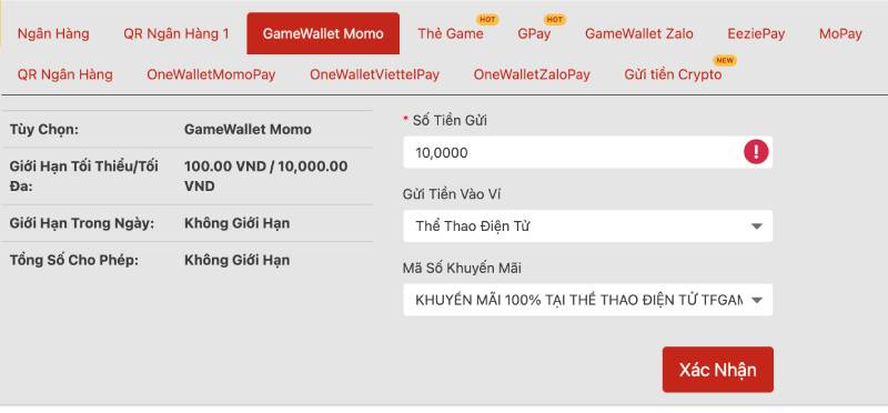 Nạp tiền qua ví điện tử (MoMo, ZaloPay, ViettelPay, GPay, EeziePay)